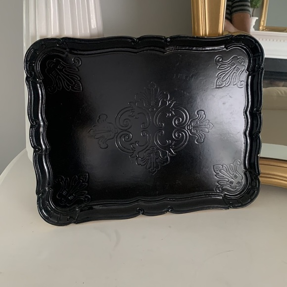 R+D. Lab Sara tray black gold wooden made in Italy hand made modern glam - Picture 4 of 14